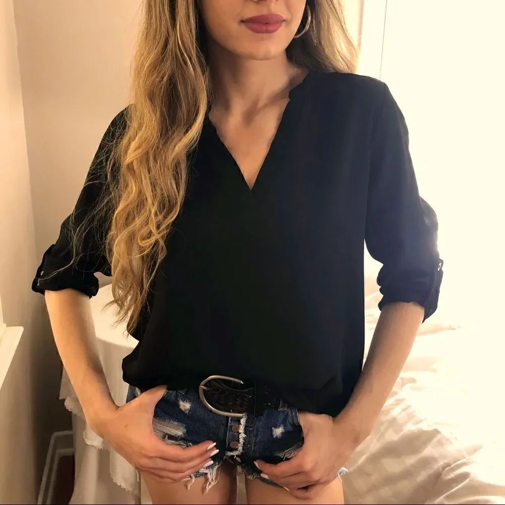 Boho Chic Go To Black Cuffed Top